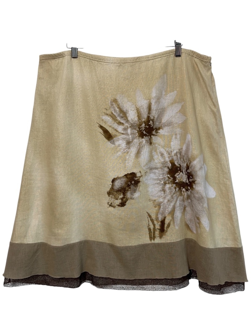 J Jill Womens Linen Skirt Size XL Fall Floral A Line